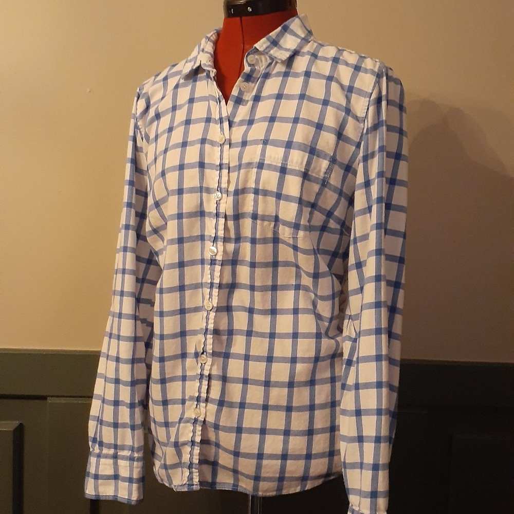 J Crew windowpane flannel, size L